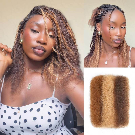 Wholesale|Buy 15 Packs Three Colors #P4/30/27 Afro kinky Bulk Human Hair Send 10 Free Packs