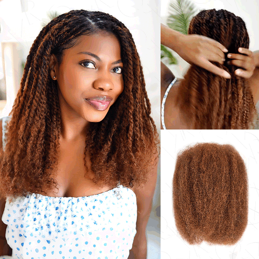 Wholesale|Buy 15 Packs Mix Brown #4/30 Afro kinky Bulk Human Hair Send 10 Free Packs