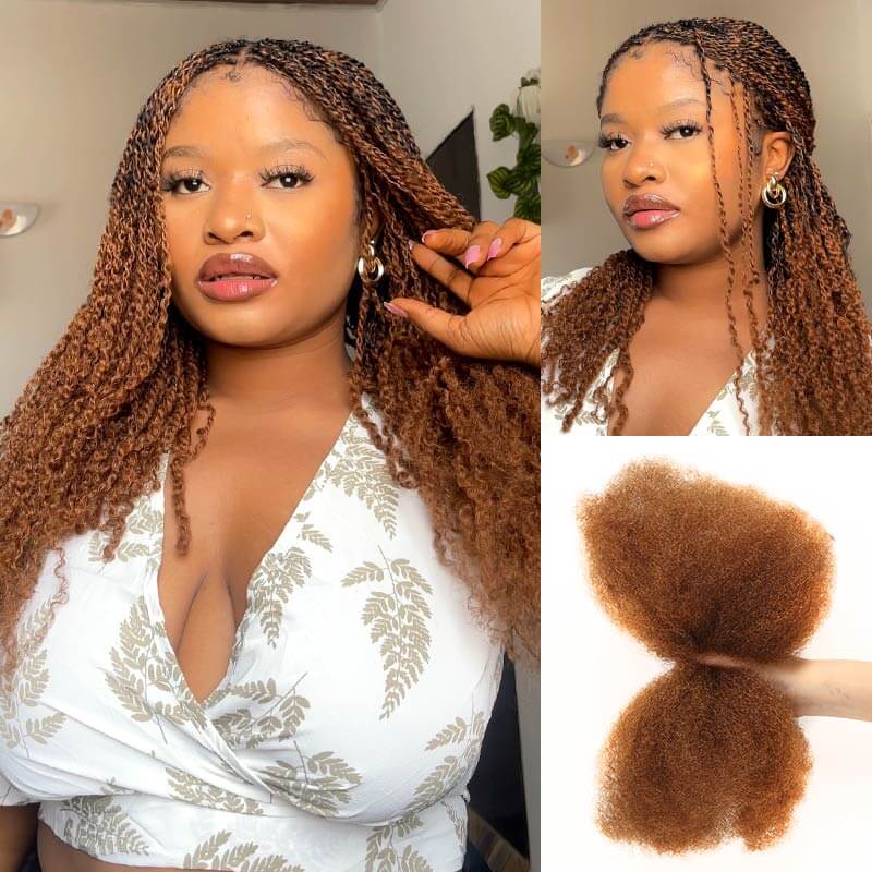 auburn brown human hair afro kinky hair 